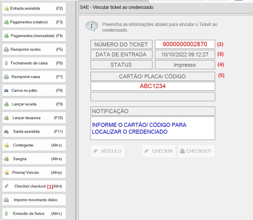 Acesso a opção Checkin