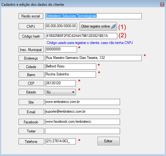 Acesso ao cadastro cliente