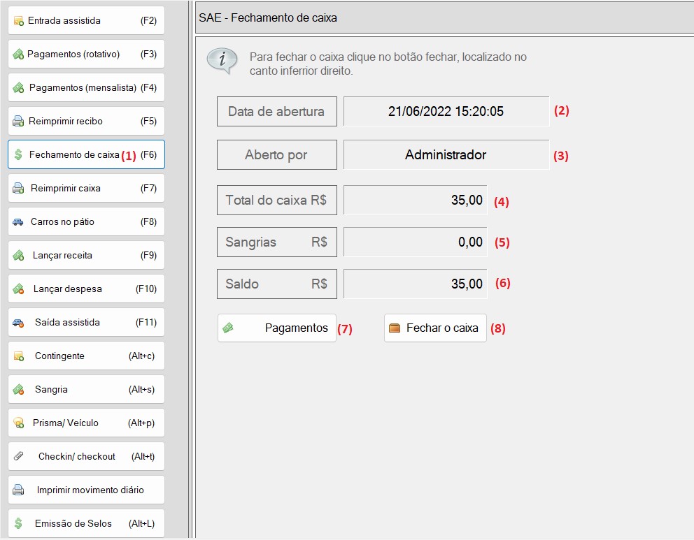 Acesso a opção reimprimir recibo