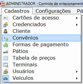 Menu convênio