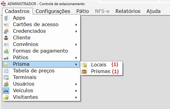 Acesso ao menu Prisma