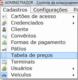 Tabela de precos