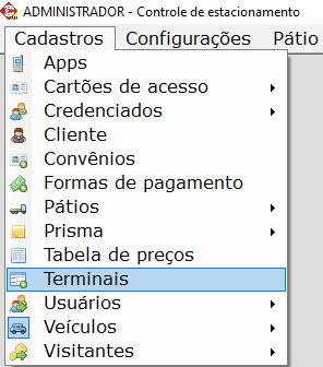 Menu terminais